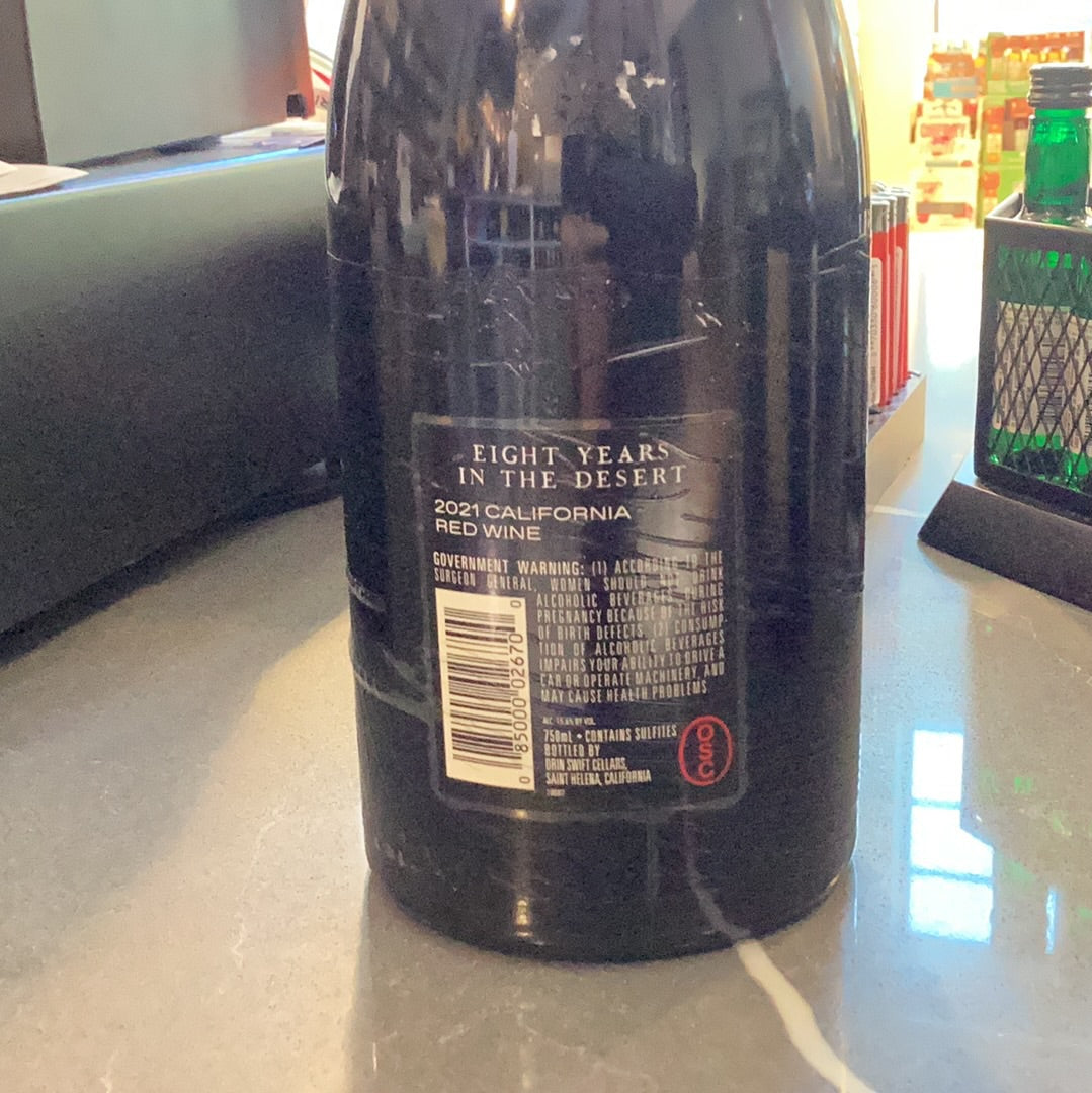 Eight years in the desert 2021 red wine