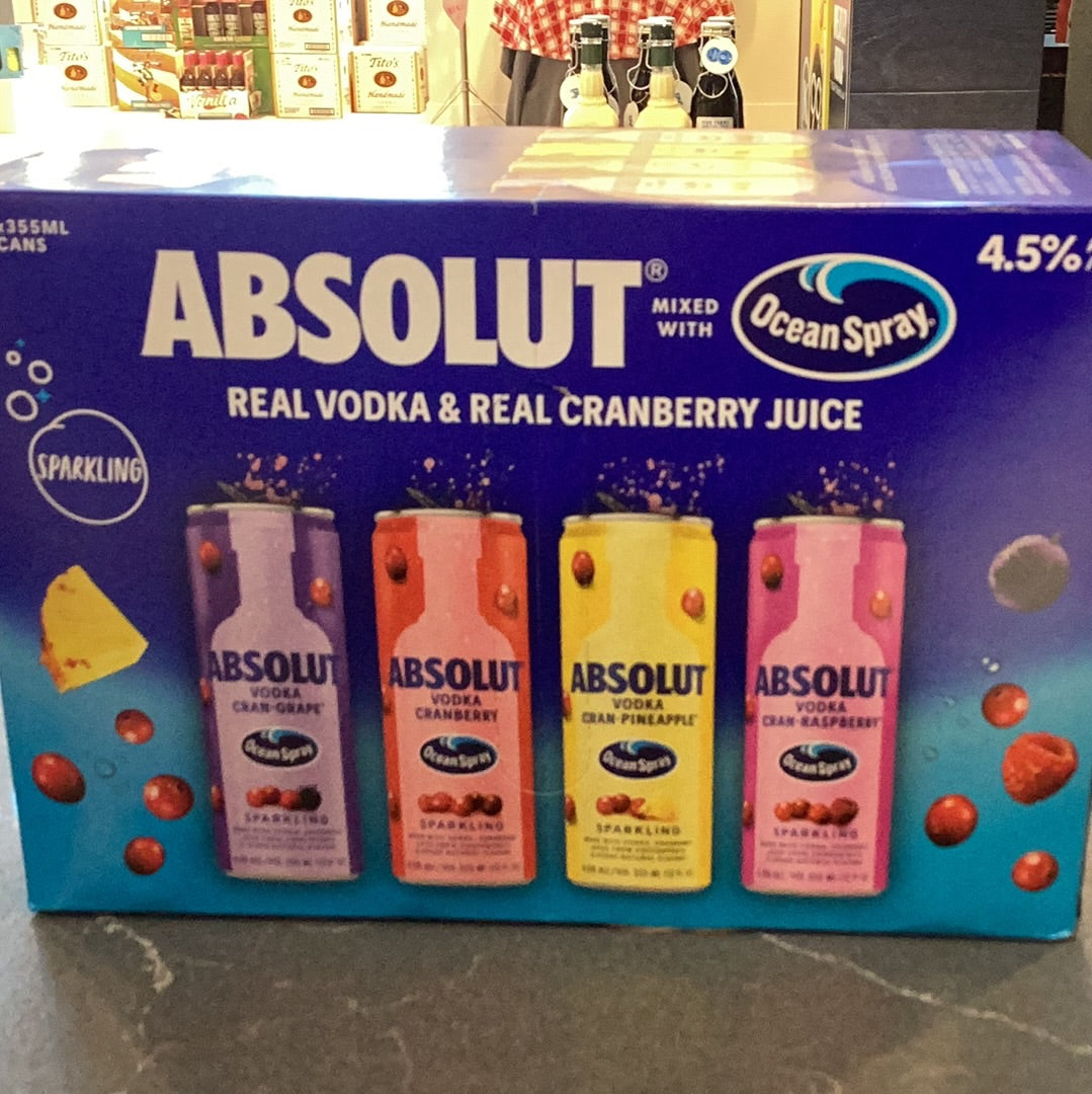 Absolut ocean spray Vodka assortment 8pk
