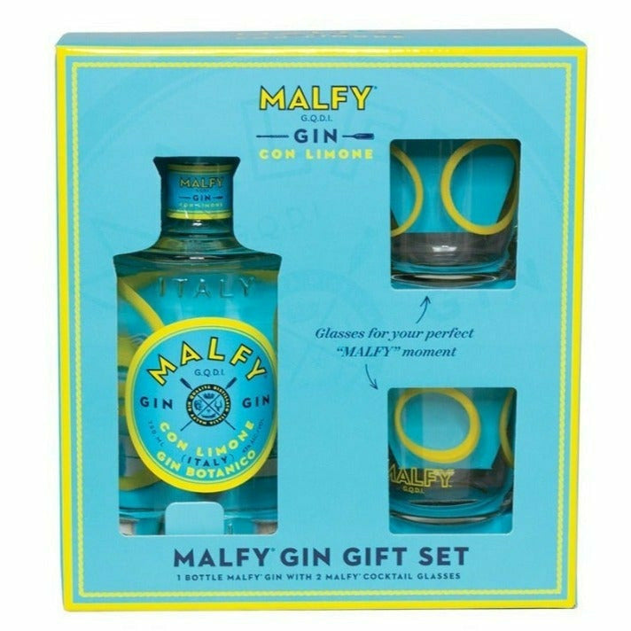 Malfy Con Limone Gin & Cocktail Glasses (750 ml)