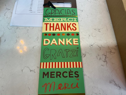 Thanks in languages wine bag