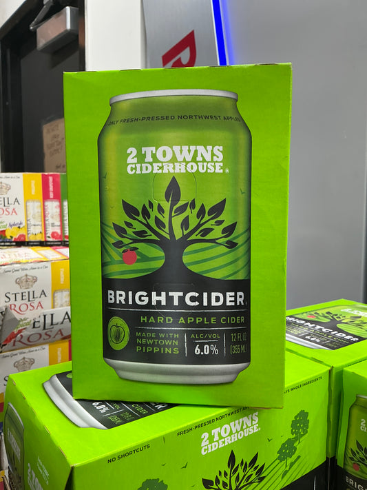 2 Towns Bright Cider 12oz 6Pack Cans