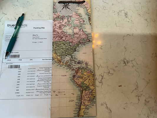 Vintage World Map Wine Bag