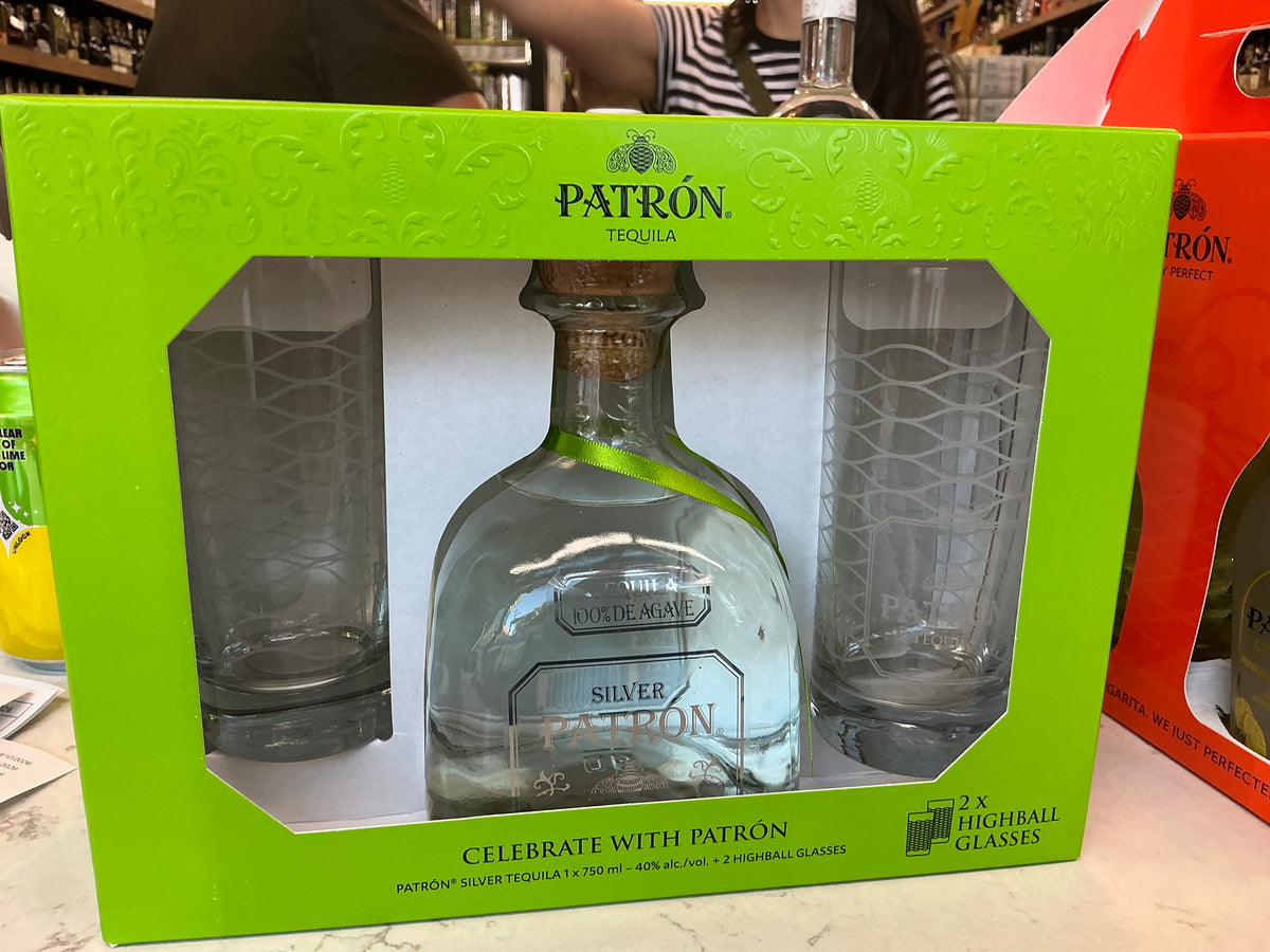 Patron Silver glasses gift set 750mL