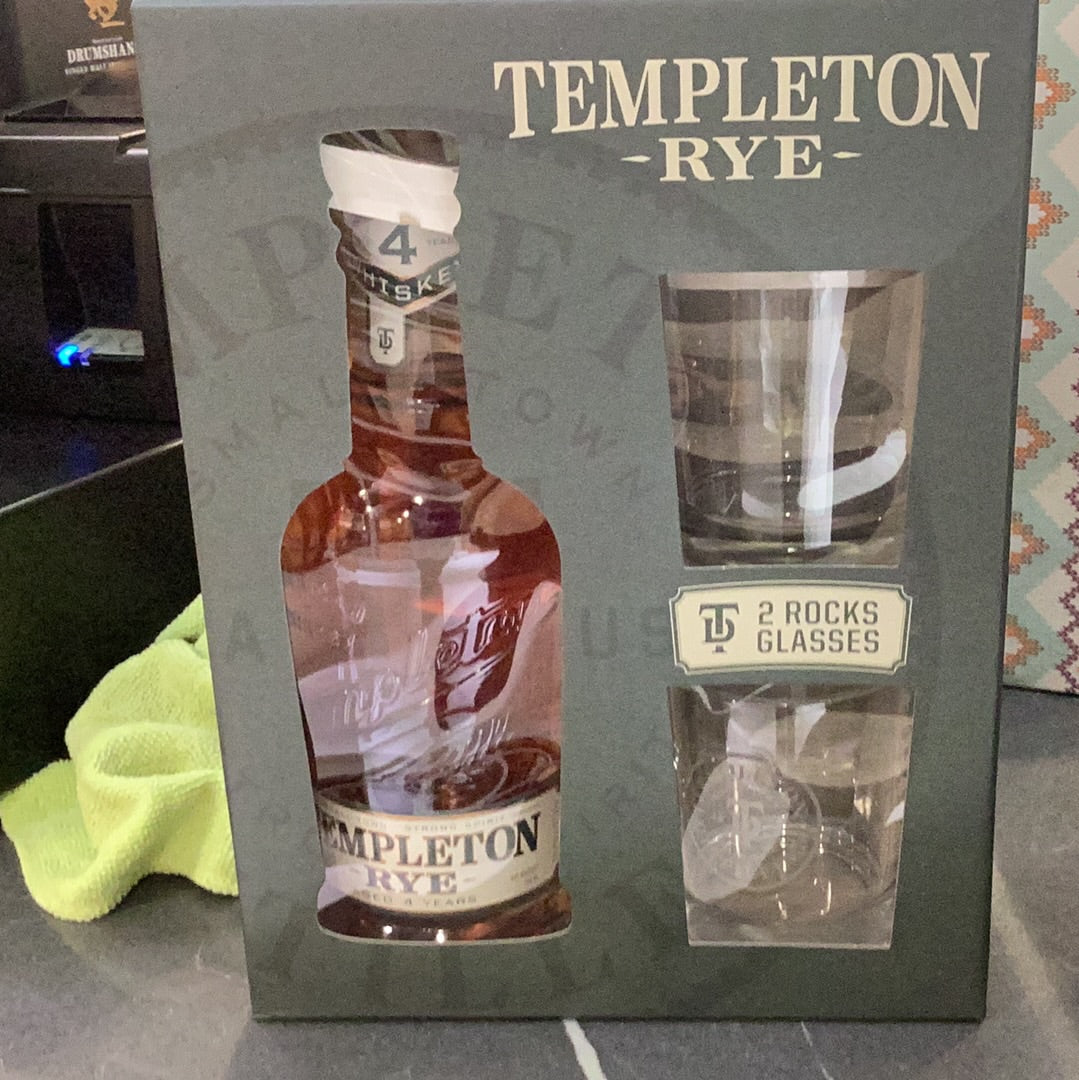 Templeton Rye Whiskey 2 Rock Glasses (750 ml)