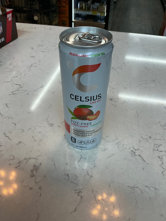 Celsius Fizz-Free Peach Mango Green Tea Energy Drink (12oz)