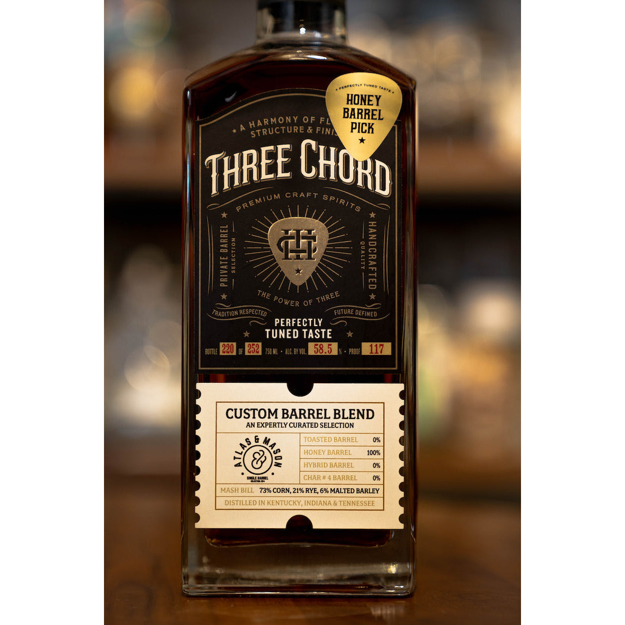 Three Chord Custom Barrel Blend Whiskey (HONEY) - Atlas & Mason WC & Keg N Bottle Private Barrel Pick 750 ml